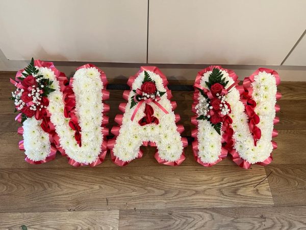 White Letters with Coloured Corsage - Image 2