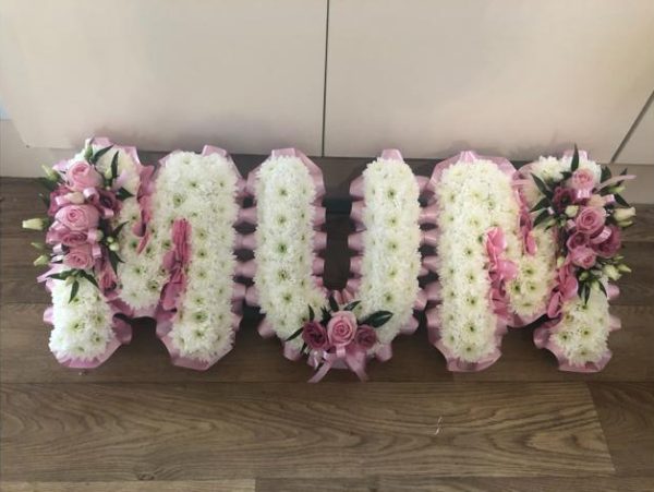 White Letters with Coloured Corsage